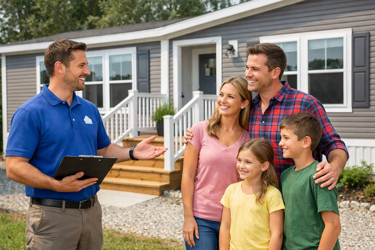 Family speaking with a home specialist