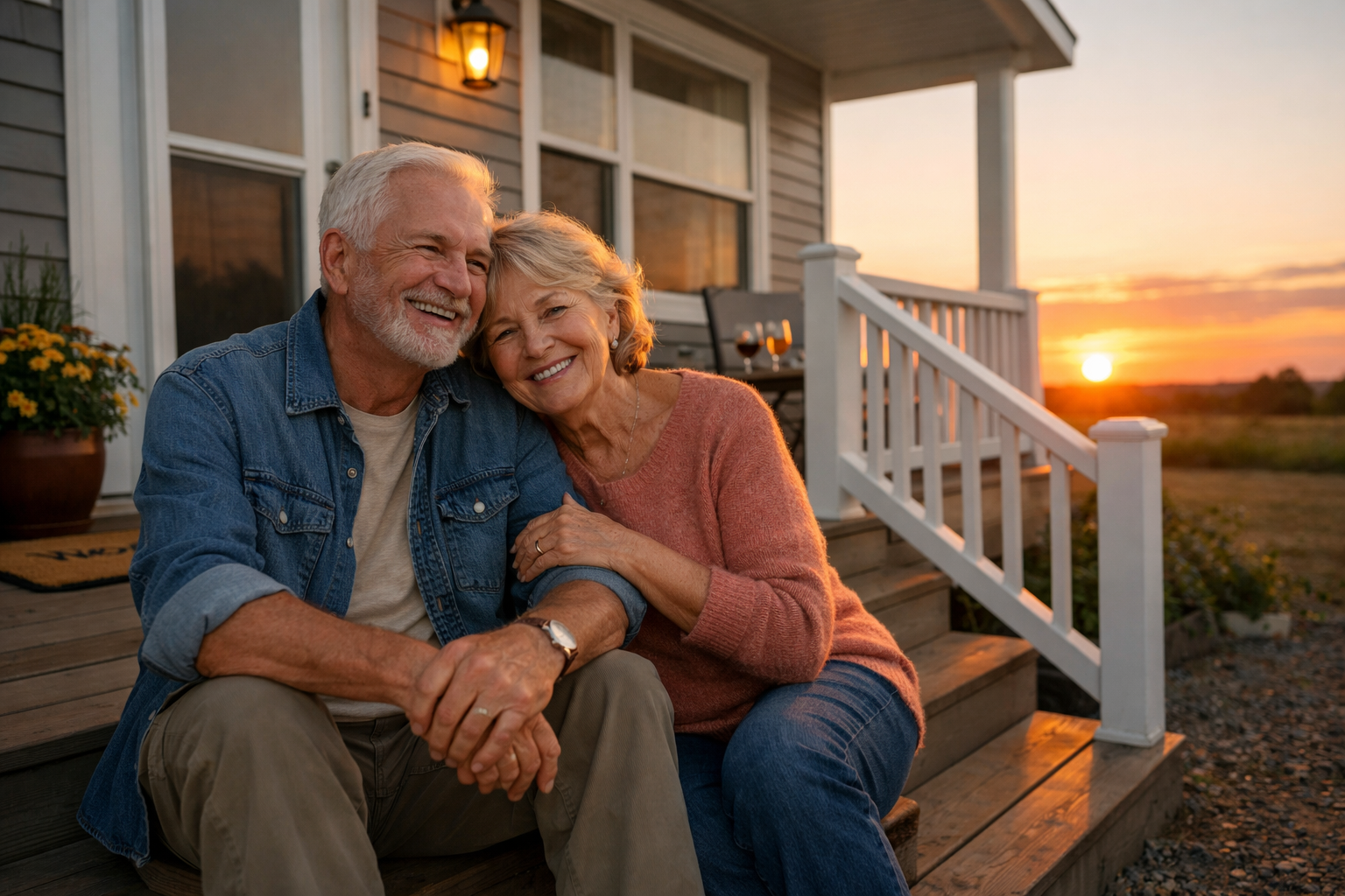 Couple on manufactured home porch