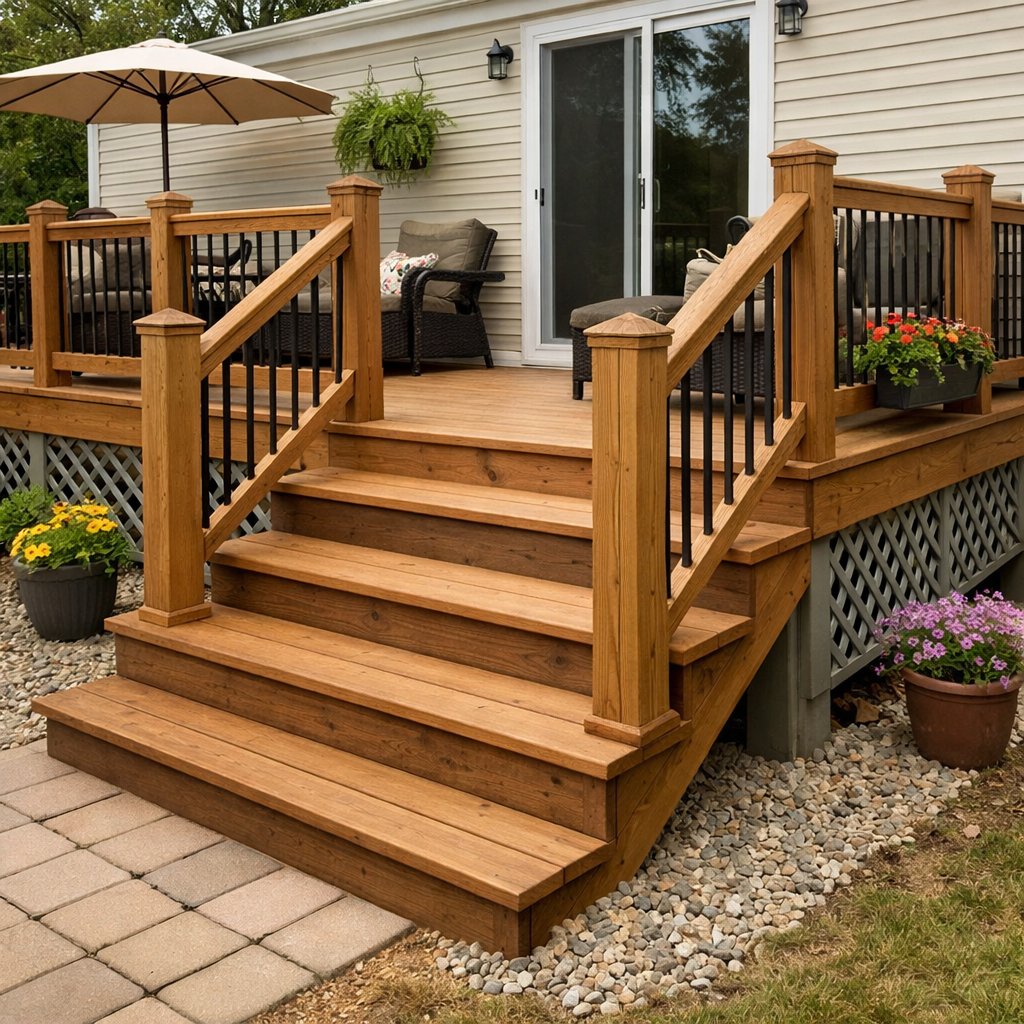 Entry steps and deck setup