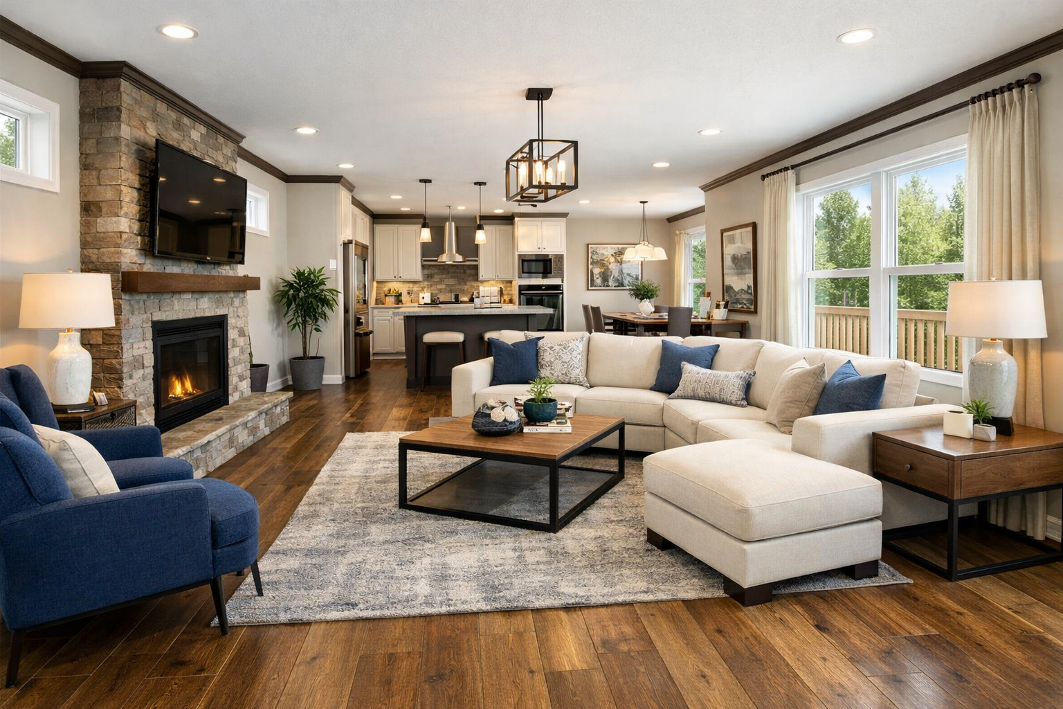 Manufactured home interior living area
